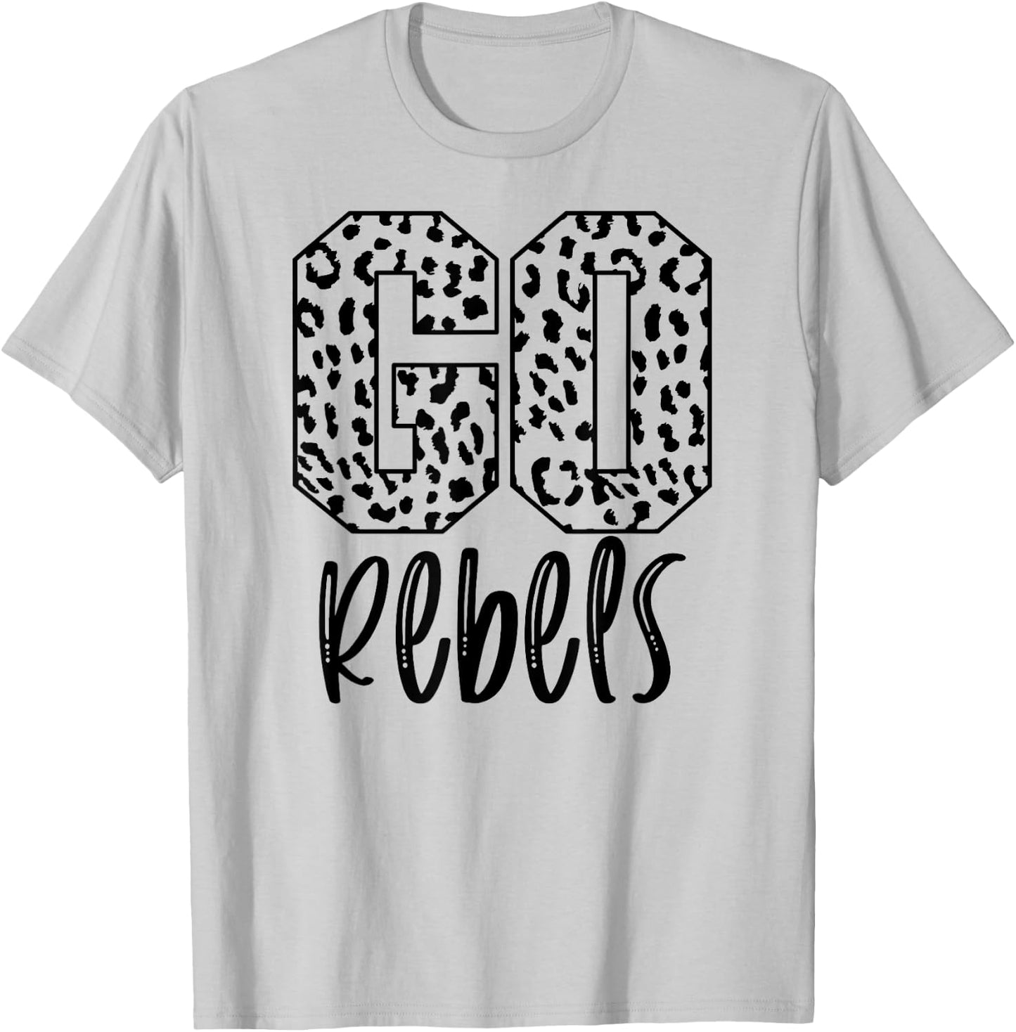 Rebels Team Mascot School Spirit Game Night Leopard Print T-Shirt - T-Shirt | Ash