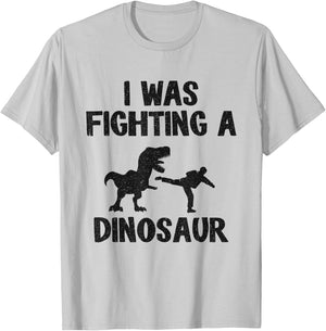 I Was Fighting A Dinosaurier After Surgery Recovery Broken Arm T-Shirt - T-Shirt | Ash