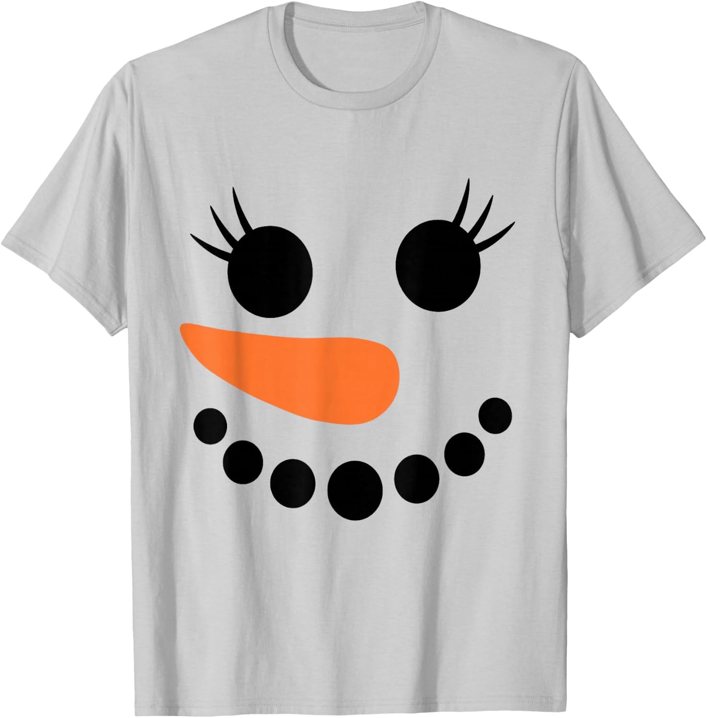 Winter Snowman Face Eyelashes Christmas Xmas For Girl T-Shirt - T-Shirt | Ash