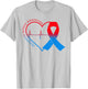 Peripheral Artery Disease Heart Red & Blue Ribbon T-Shirt - T-Shirt | Ash