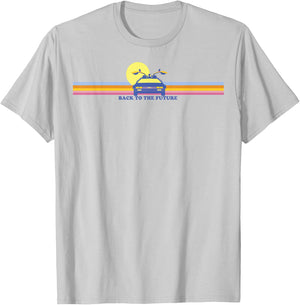 Zurück in die Zukunft, Delorean, Retro-Bruststreifen T-Shirt - T-Shirt | Ash