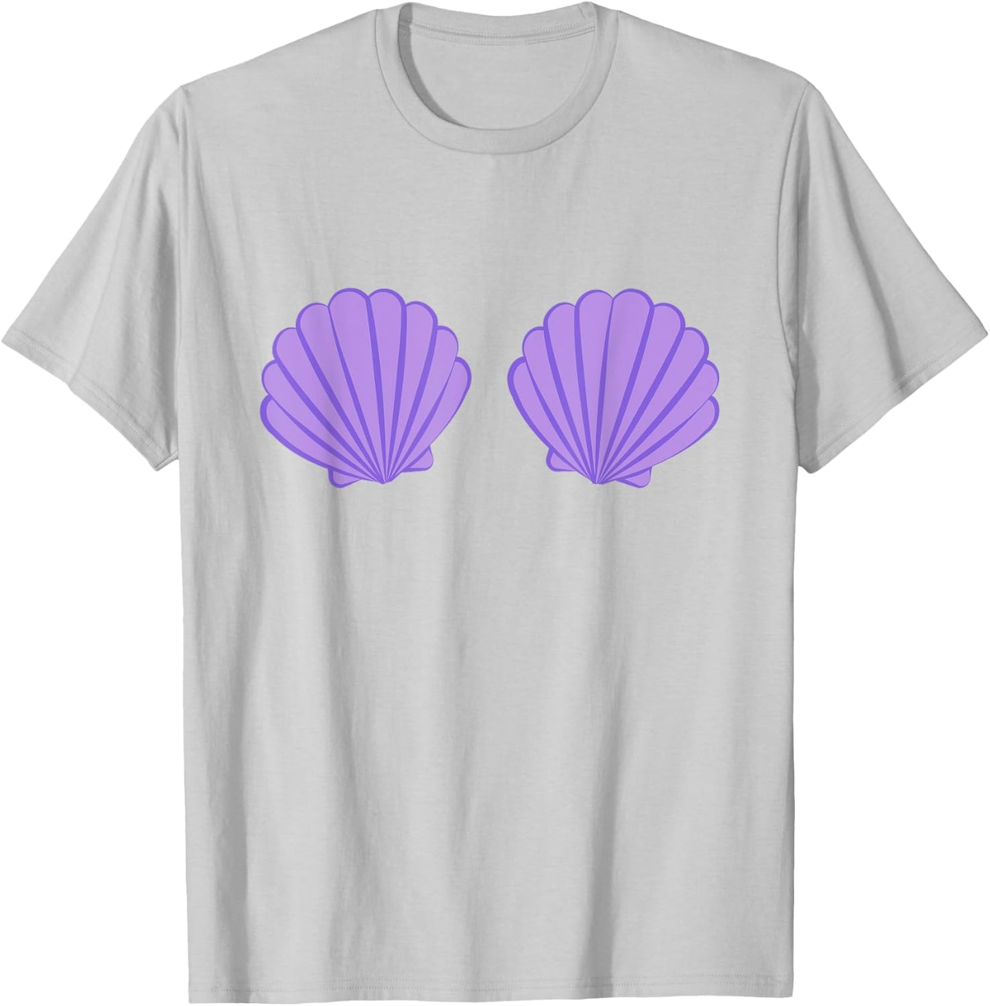 Mermaid Purple Seashell Bra Cartoon Graphic T-Shirt - T-Shirt | Ash