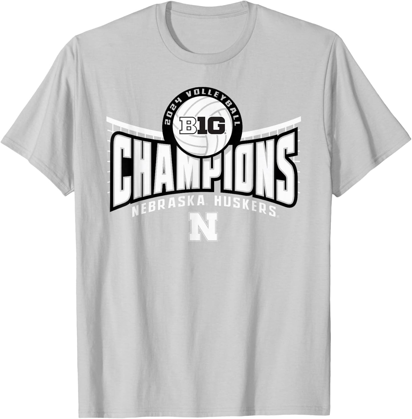 Nebraska Cornhuskers Big Ten Champs 2024 Women's Volleyball T-Shirt - T-Shirt | Ash