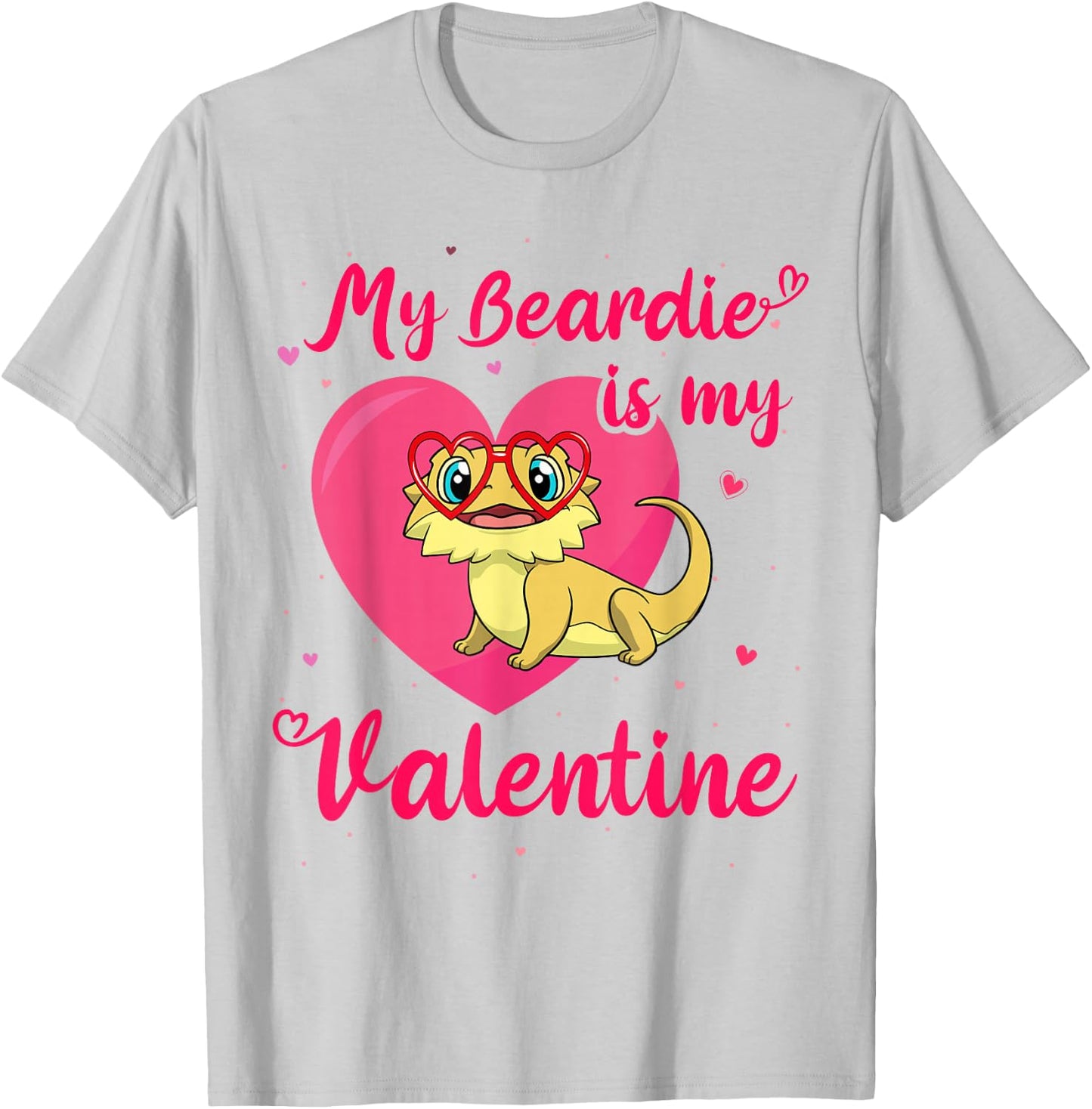 Bearded Dragon Valentines Day Beardie Cute Lizard Valentine T-Shirt - T-Shirt | Ash