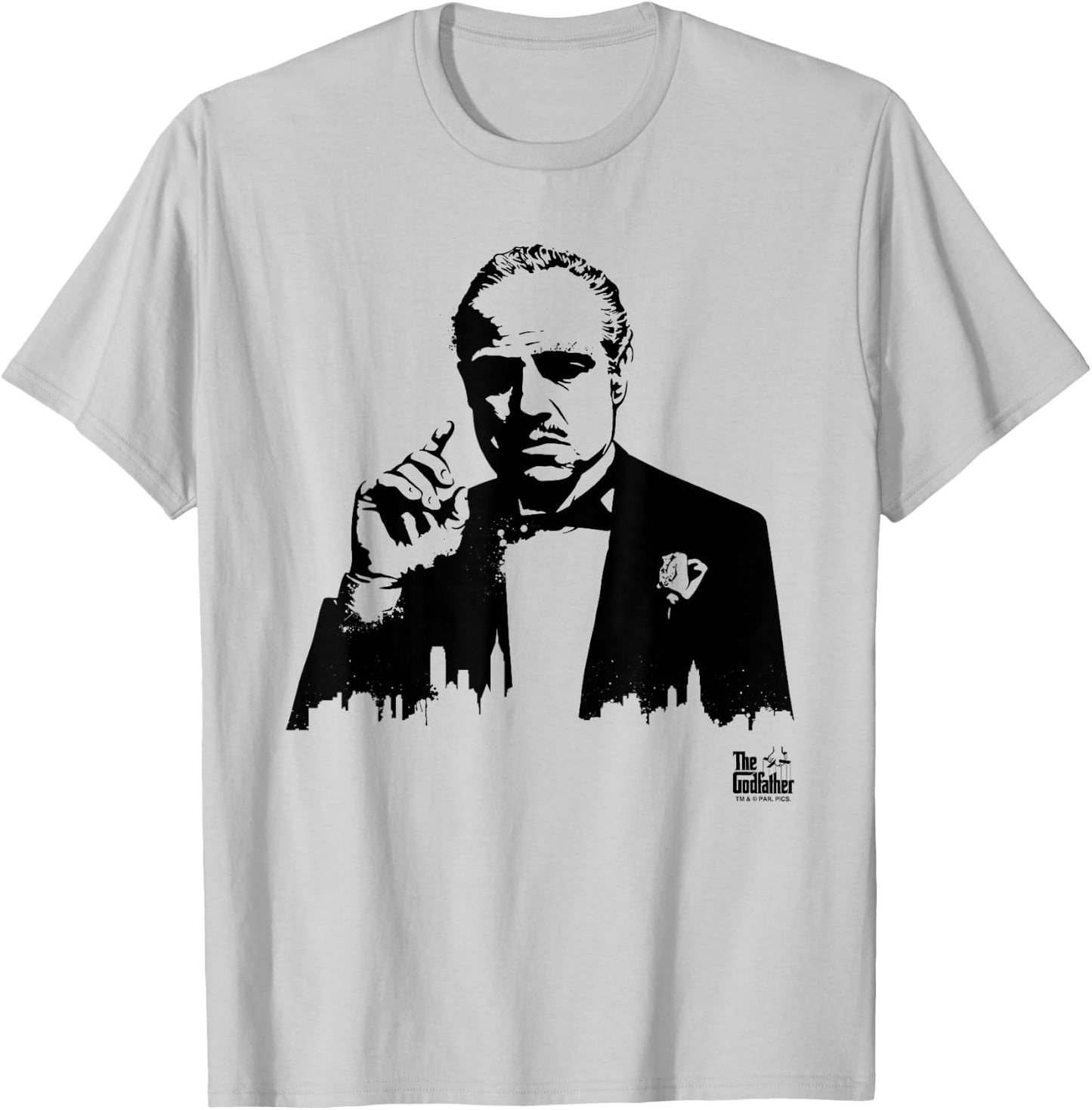 The Godfather Don Vito Corleone City Skyline Silhouette T-Shirt - T-Shirt | Ash