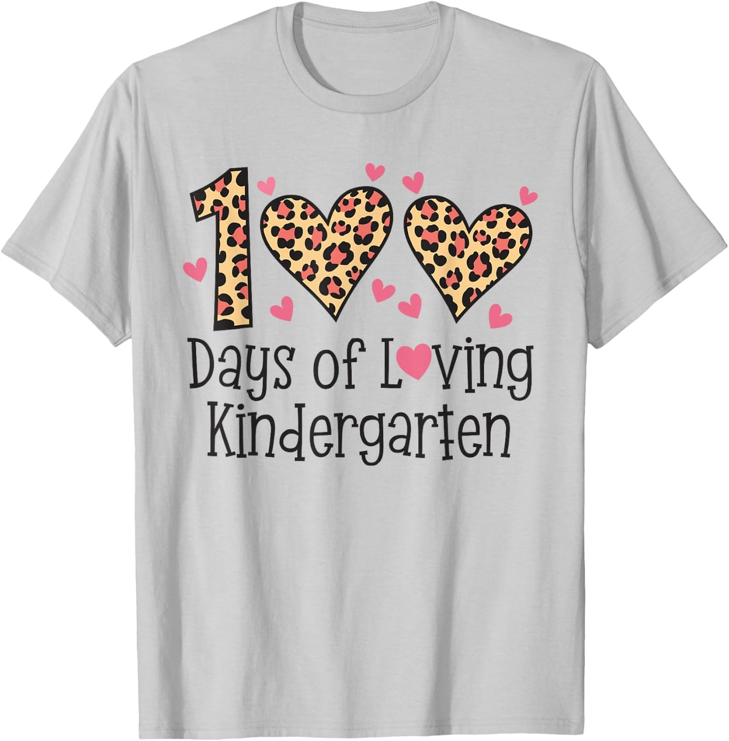 100 Days Of Loving Kindergarten Heart 100th Day Of School T-Shirt - T-Shirt | Ash
