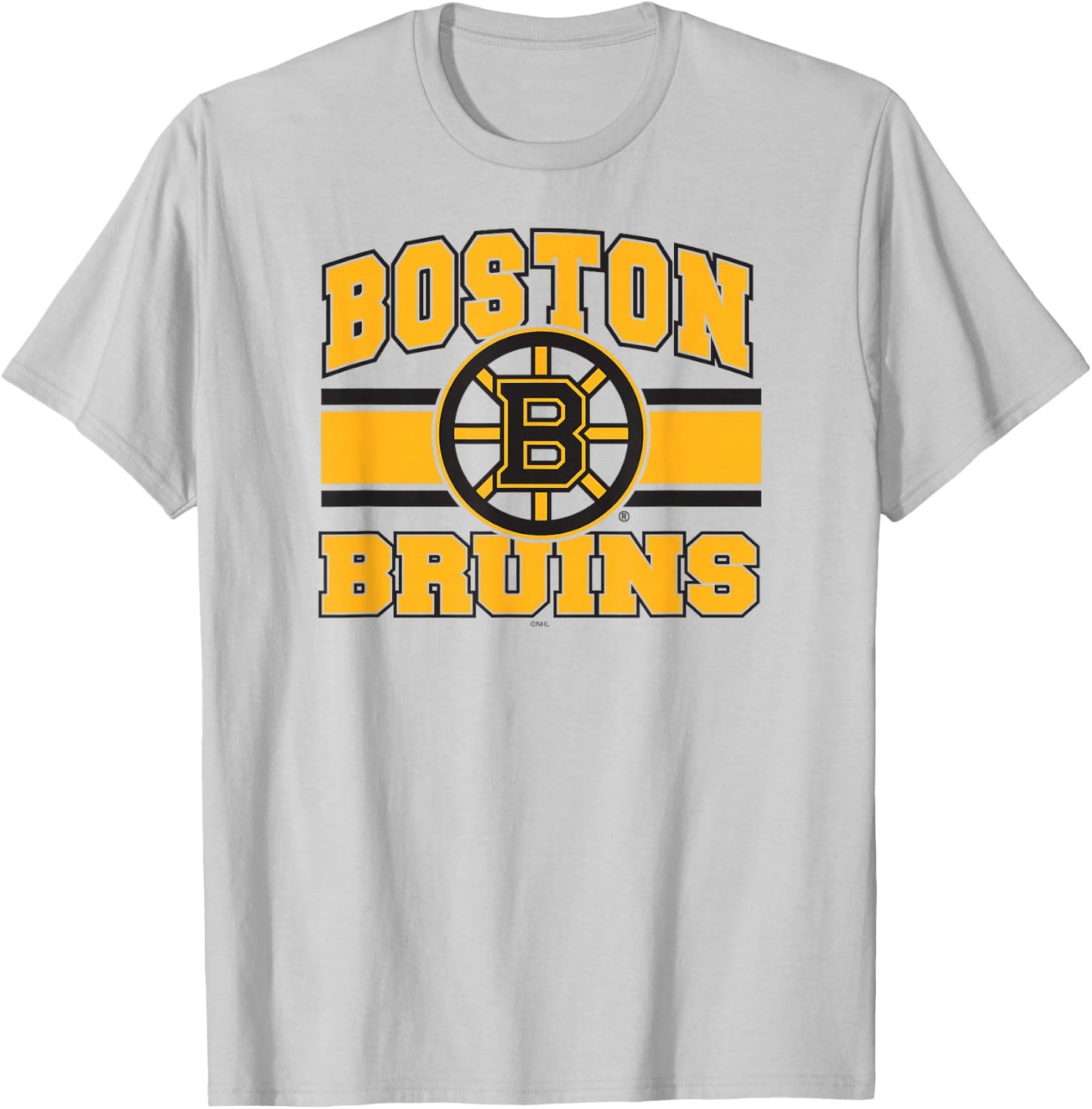 Boston Bruins Stripe White Officially Licensed T-Shirt - T-Shirt | Ash