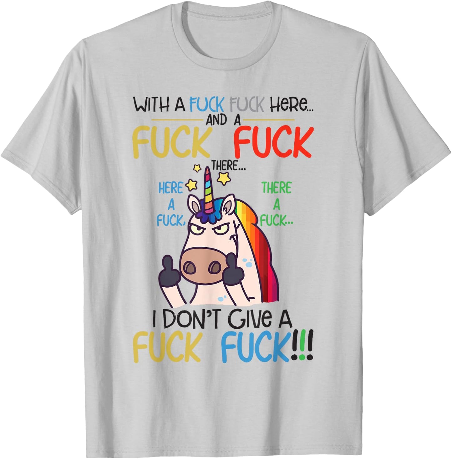 Here There I Don't Give A Funny Unicorn Shirt , white, S T-Shirt - T-Shirt | Ash