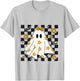 Checkered Ghost Daisy Flower Ghost Halloween Costume T-Shirt - T-Shirt | Ash