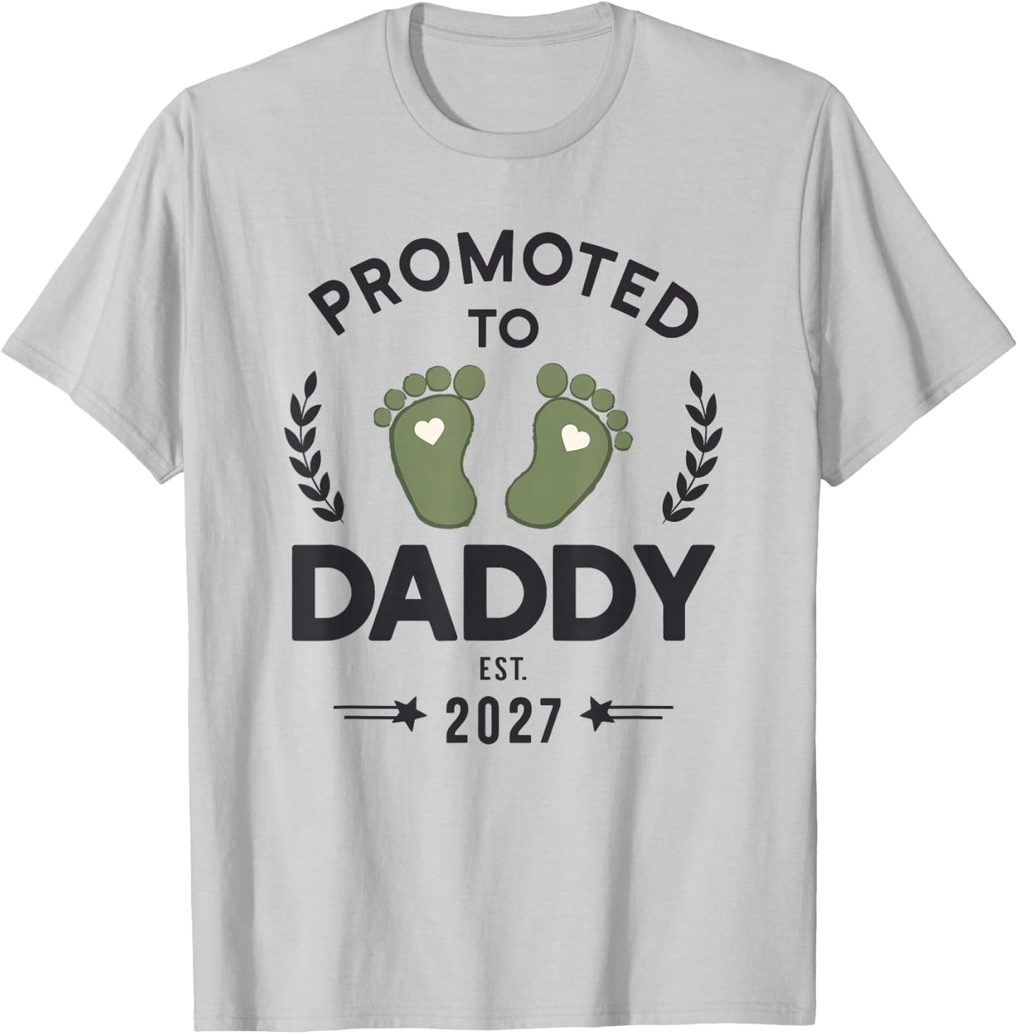 Promoted to Daddy 2027 Pregnancy Reveal New Dad T-Shirt - T-Shirt | Ash