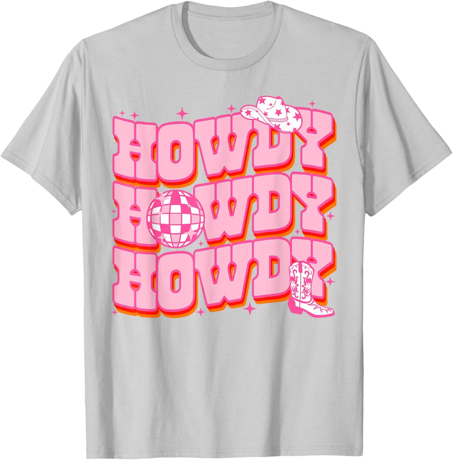 Howdy Southern Western Girl Country Rodeo Pink Cowgirl Disco T-Shirt - T-Shirt | Ash