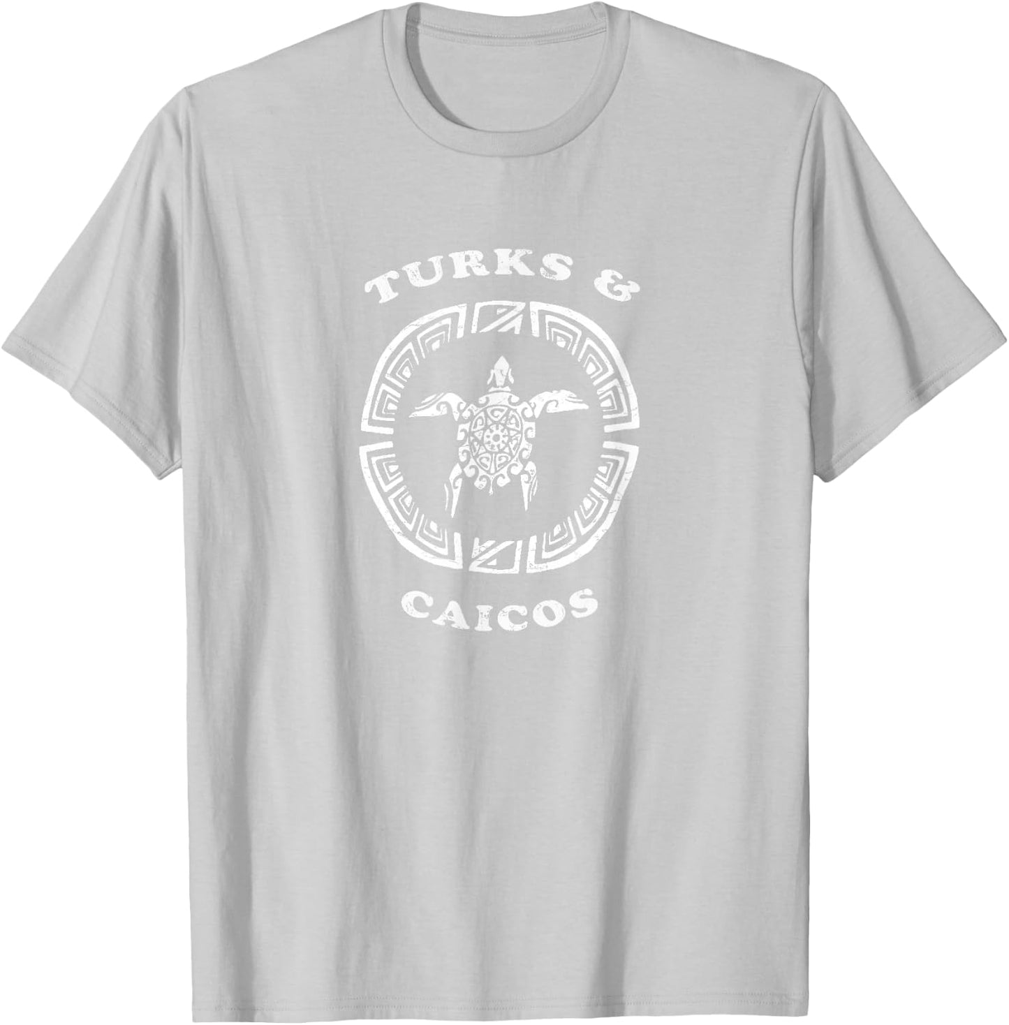 Turks & Caicos Vintage Retro Vacation Tribal Turtle T-Shirt - T-Shirt | Ash