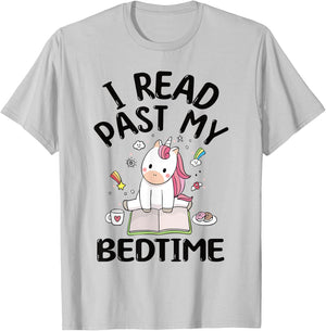 I Read Past My Bedtime Reading Unicorn Book Lover T-Shirt - T-Shirt | Ash