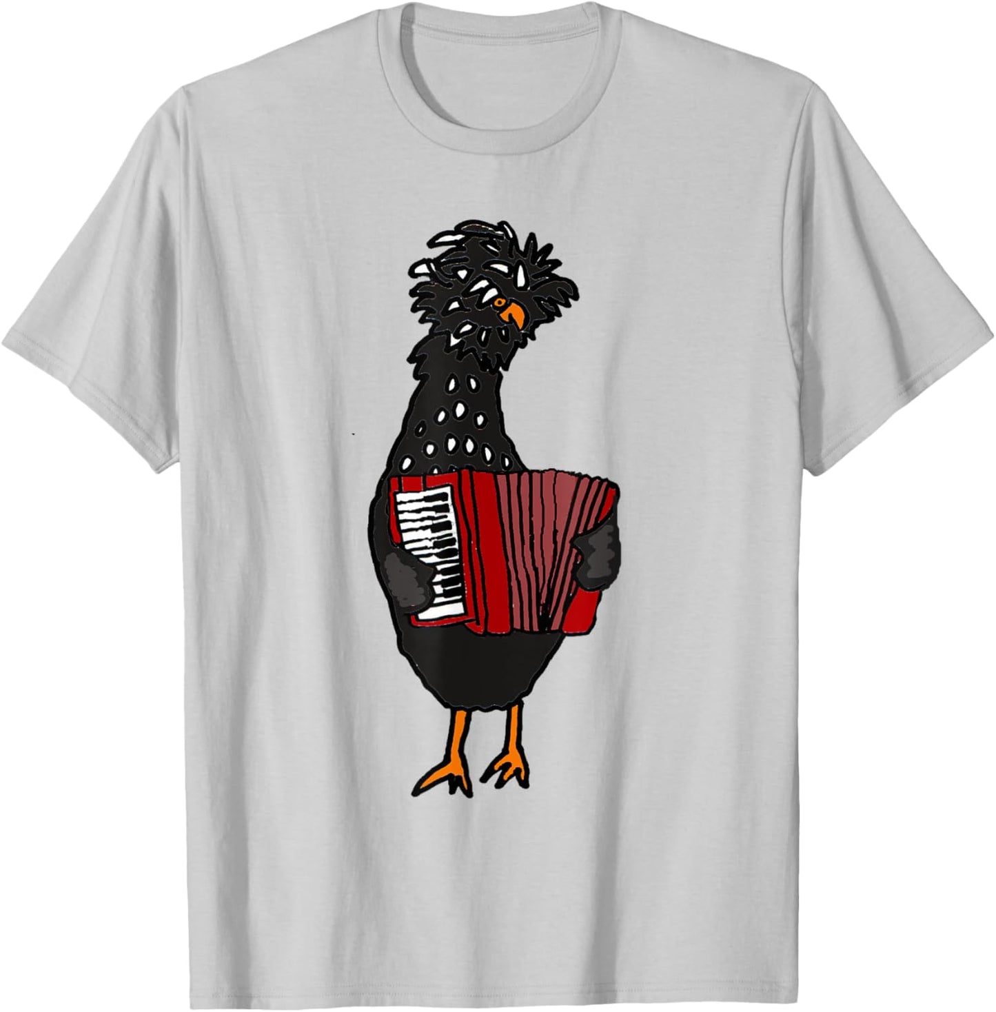 Smiletodaytees Fun Polish Chicken Playing Accordion T-Shirt - T-Shirt | Ash