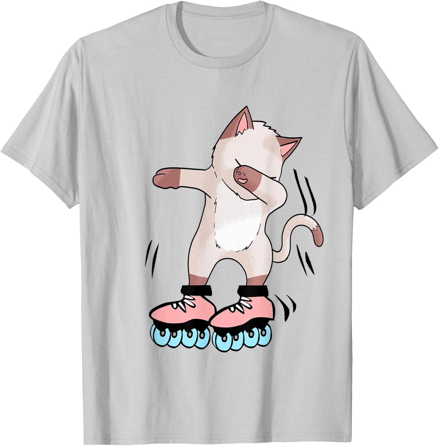 Teenager Animal Roller Skates Cat Skater Fashion Party Outfit White Women Girls Kids T-Shirt - T-Shirt | Ash