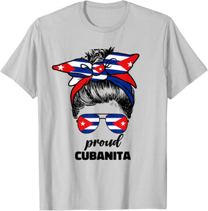 Proud Cubanita Cuban Girl For Woman Girls Cuba Flag Ladies T-Shirt - T-Shirt | Ash