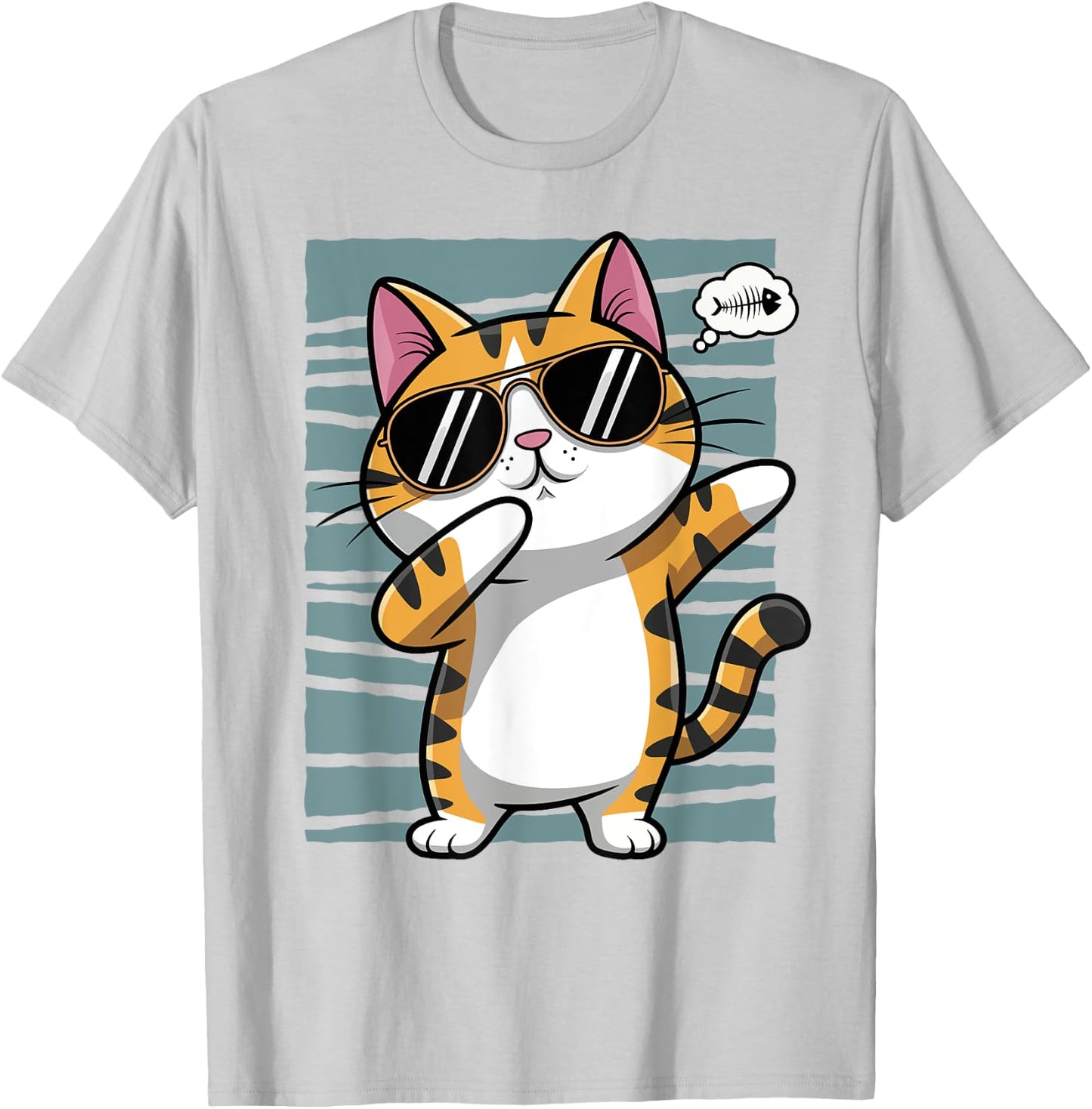Funny Funny Cat Boy Girl Dab Dabbing Cat , white, S T-Shirt - T-Shirt | Ash
