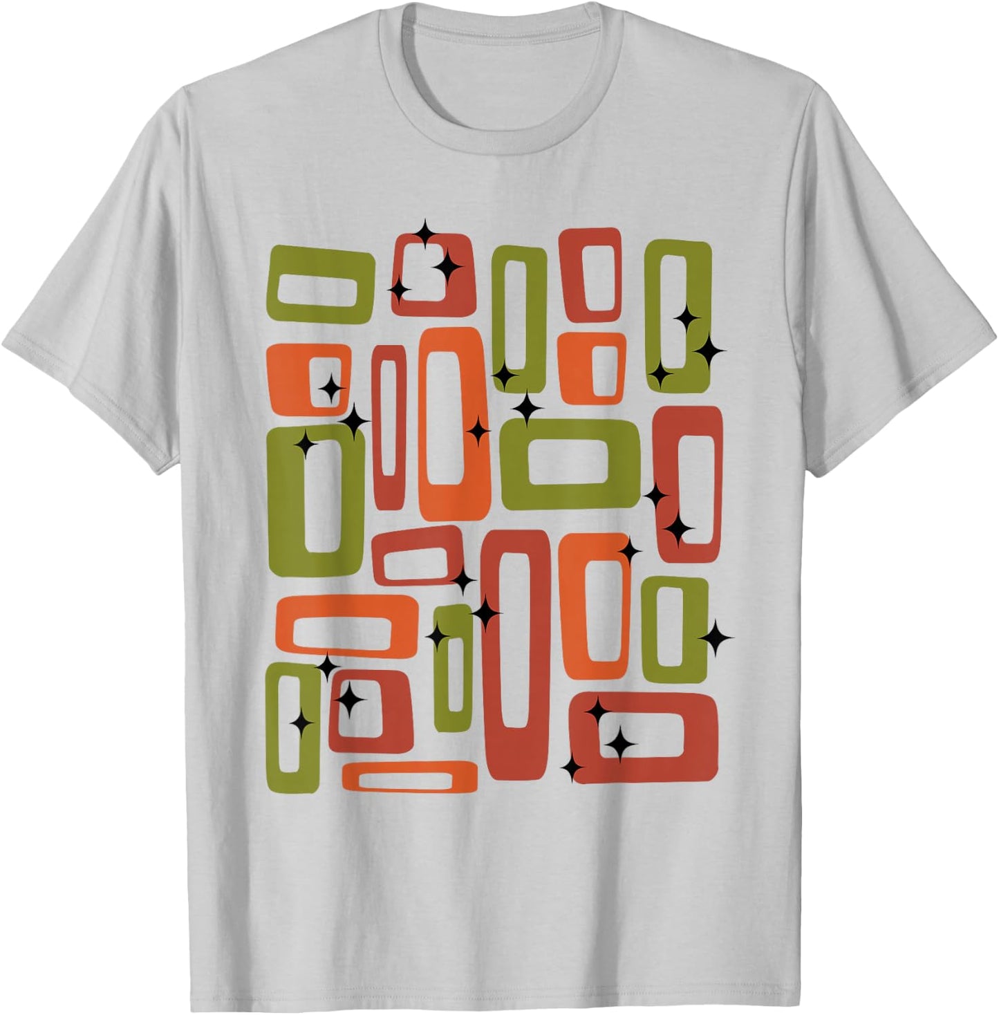 Midcentury Mid Century Retro Abstract Geometric Olive Green T-Shirt - T-Shirt | Ash
