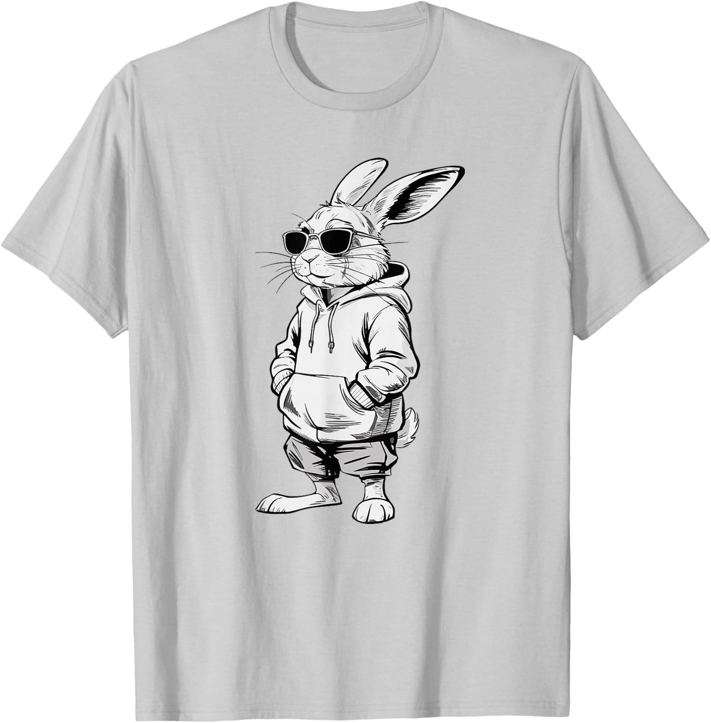 Bunny face with sunglasses easter rabbit men boys kids T-Shirt - T-Shirt | Ash