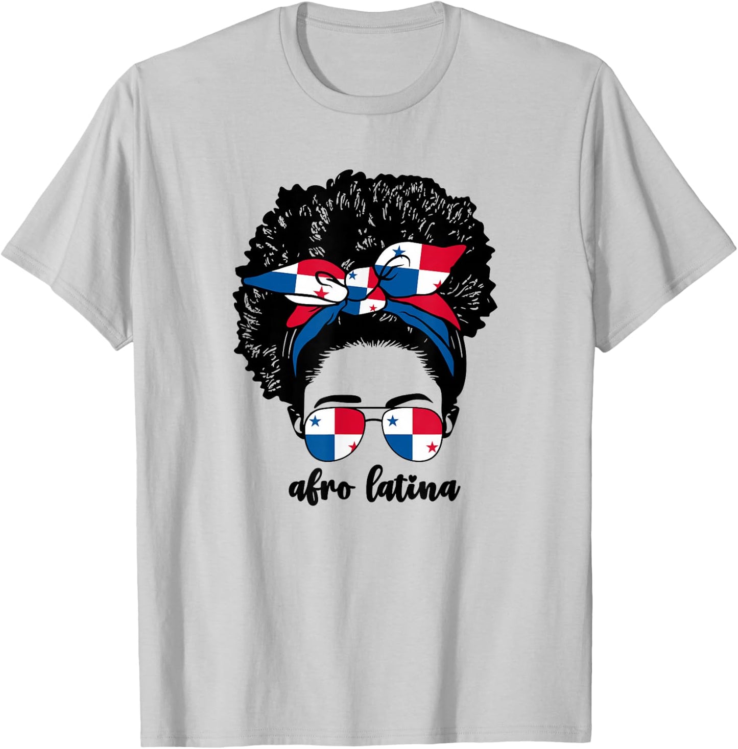 Black Afro Latina Panamanian Girl Women Panama Flag Panameña T-Shirt - T-Shirt | Ash
