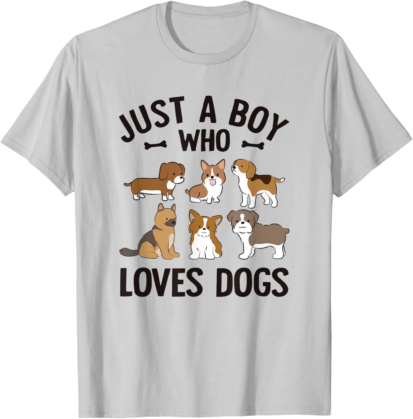 Just A Boy Who Loves Dogs Boys Toddler Puppy Dog Lover T-Shirt - T-Shirt | Ash