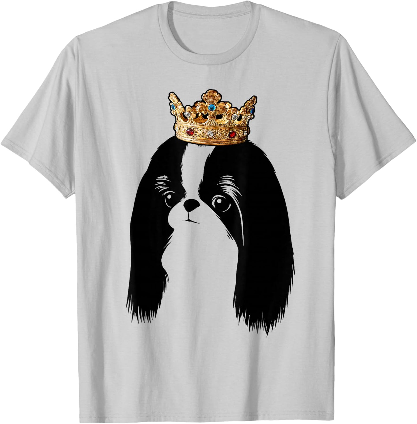 Japanese Chin Dog Wearing Crown Women Kids T-Shirt - T-Shirt | Ash