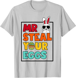 Mr Steal Your Eggs Easter Boys Toddlers Funny Spring Humor T-Shirt - T-Shirt | Ash