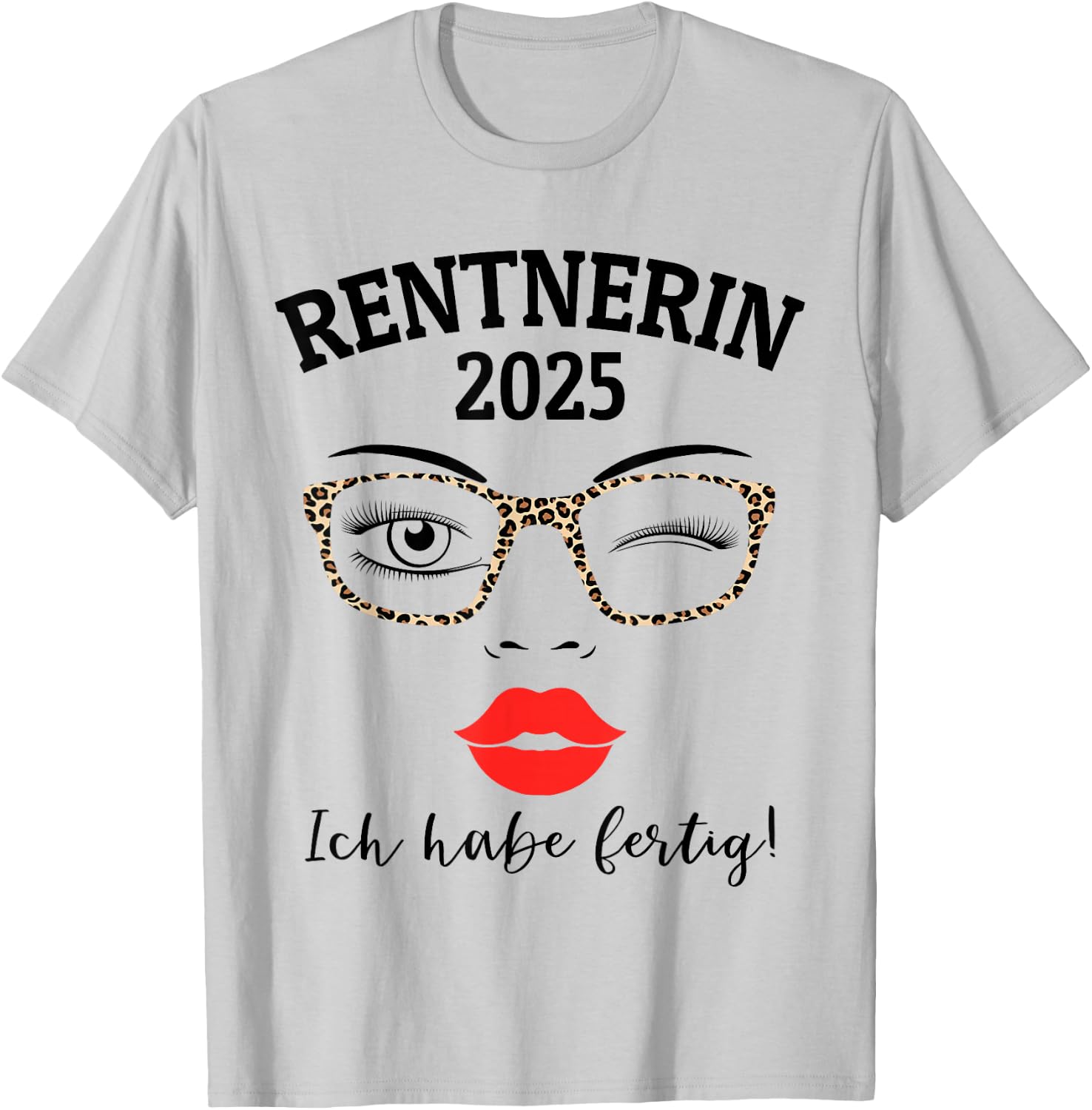 Pensioner 2025 Leopard Glasses for Woman in Retirement Have Ready , White T-Shirt - T-Shirt | Ash