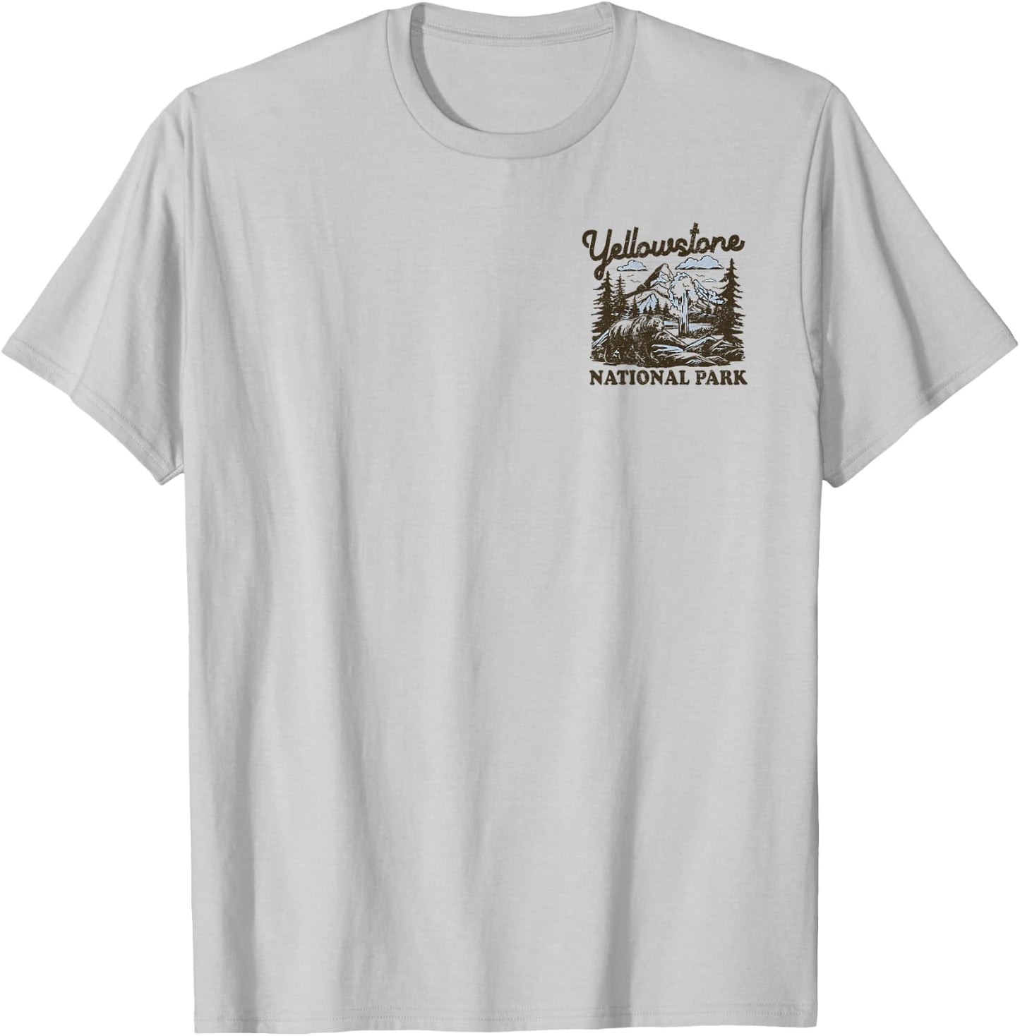 Yellowstone National Park Front and Back T-Shirt - T-Shirt | Ash