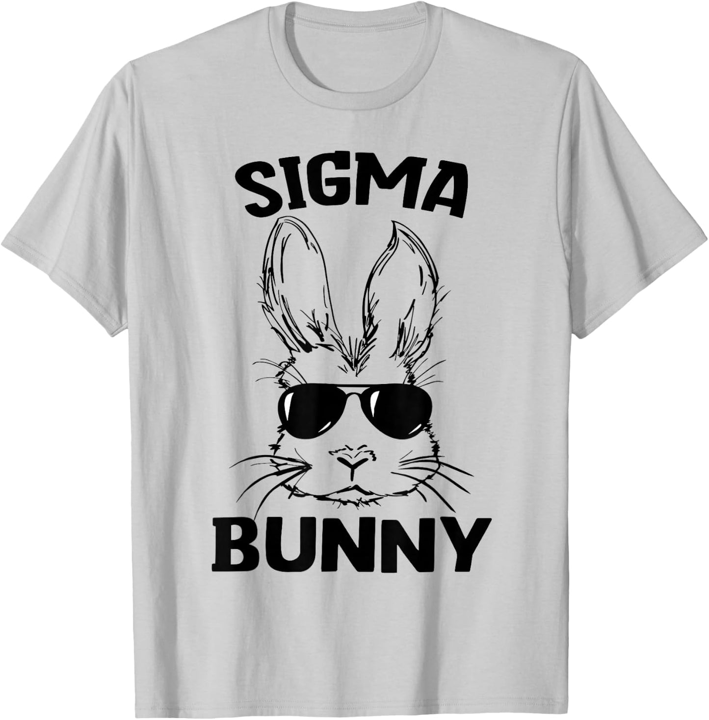 Sigma Bunny Face With Sunglasses For Boys Easter Day T-Shirt - T-Shirt | Ash