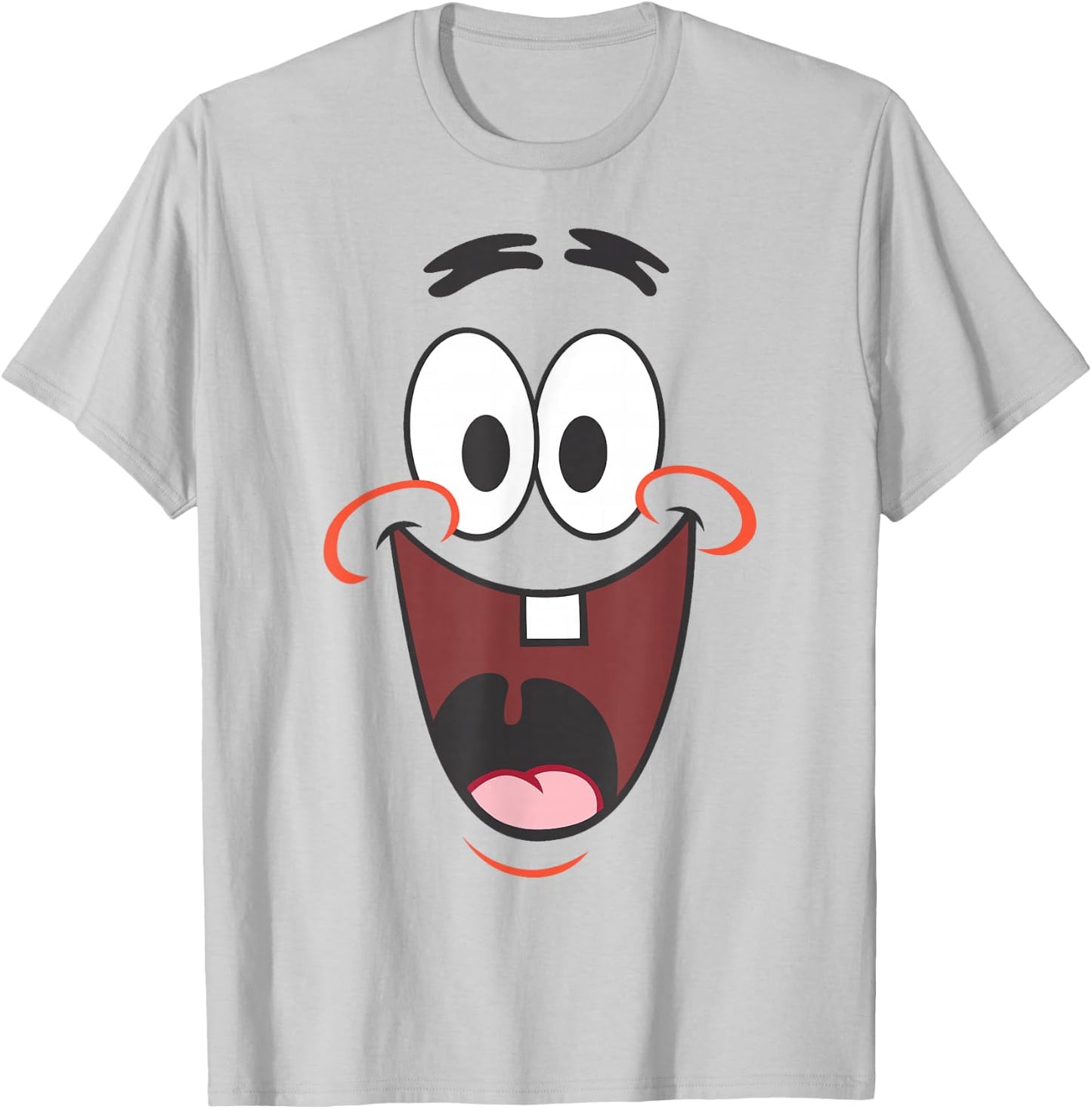Spongebob Squarepants Patrick Big Face Smile T-Shirt - T-Shirt | Ash