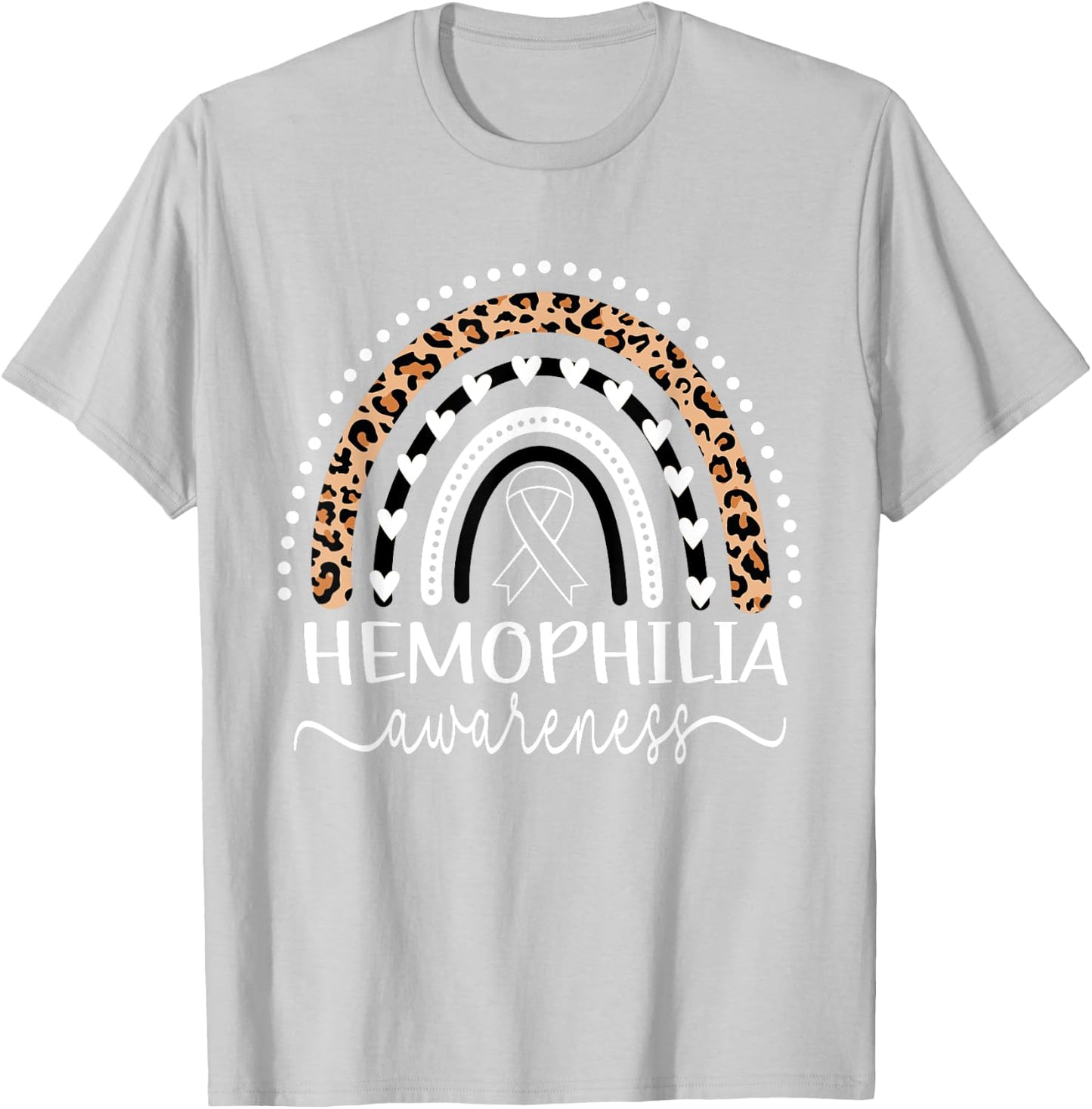 Hemophilia Awareness Wear Red Leopard Rainbow T-Shirt - T-Shirt | Ash
