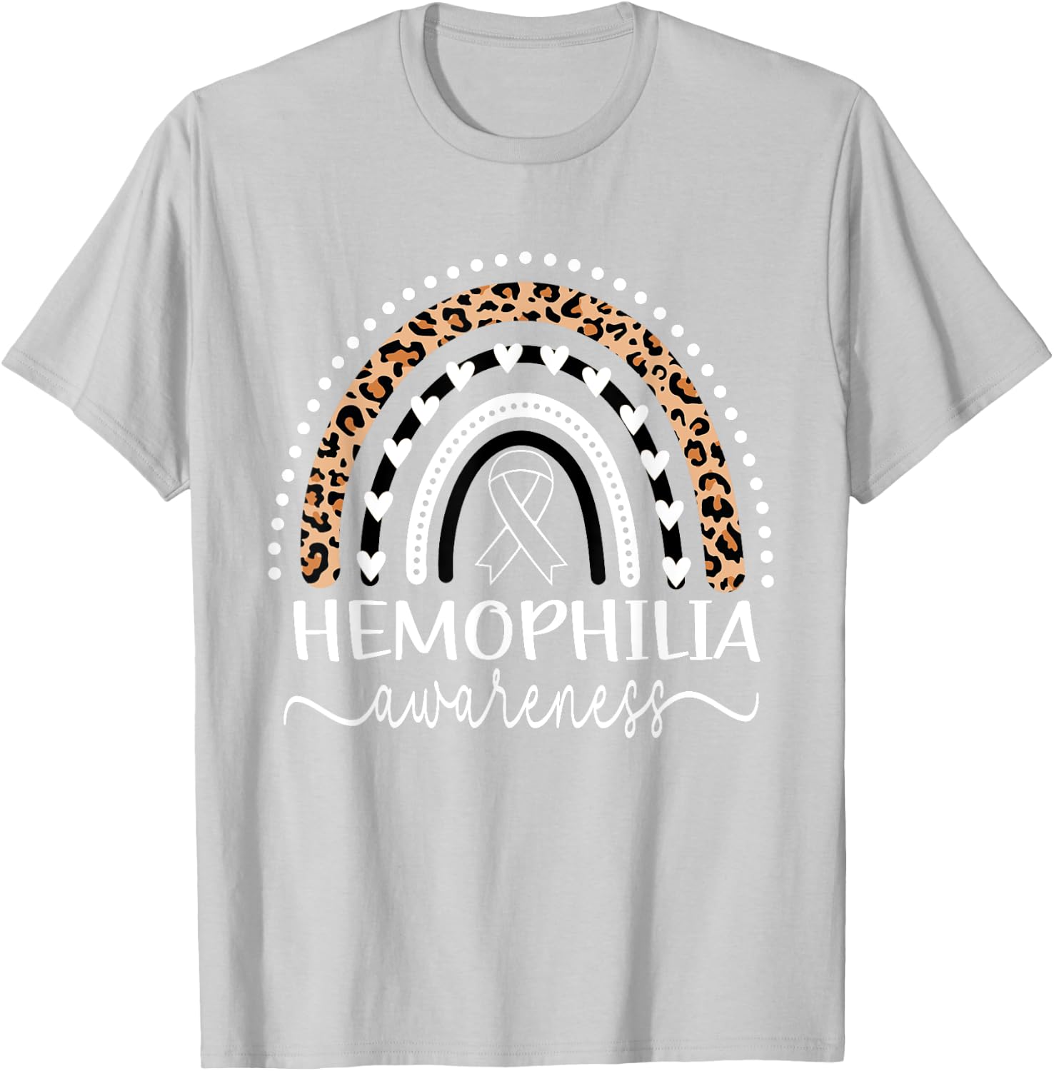 Hemophilia Awareness Wear Red Leopard Rainbow T-Shirt - T-Shirt | Ash