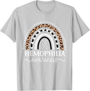 Hemophilia Awareness Wear Red Leopard Rainbow T-Shirt - T-Shirt | Ash