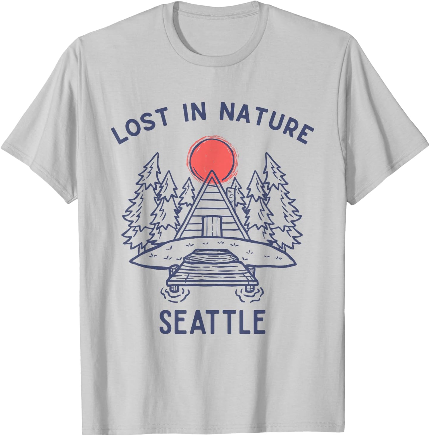 Lost in Nature Travel Vacation Seattle T-Shirt - T-Shirt | Ash
