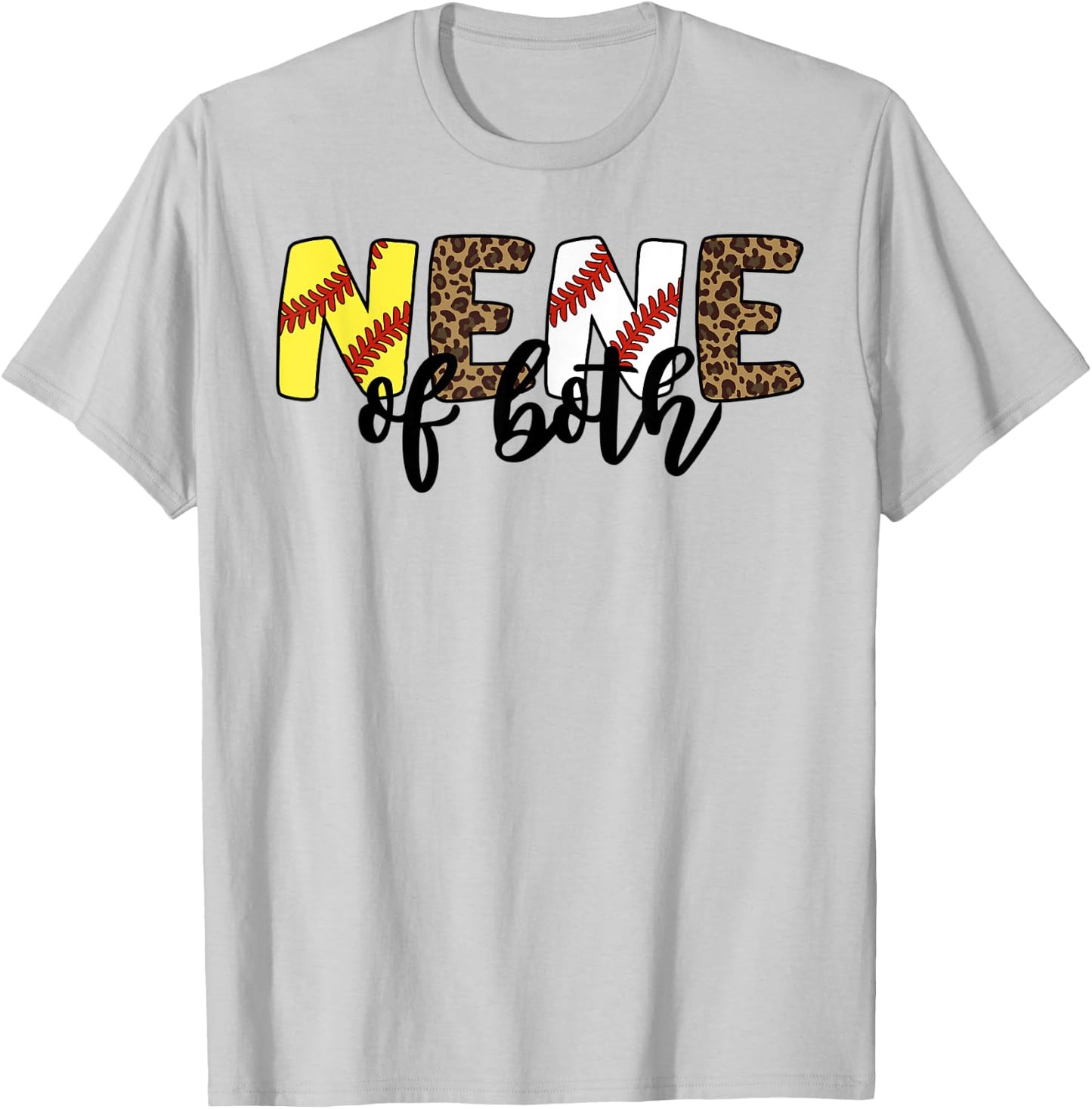 Leopard Nene Of Both Baseball Softball Grandma Mother's Day T-Shirt - T-Shirt | Ash
