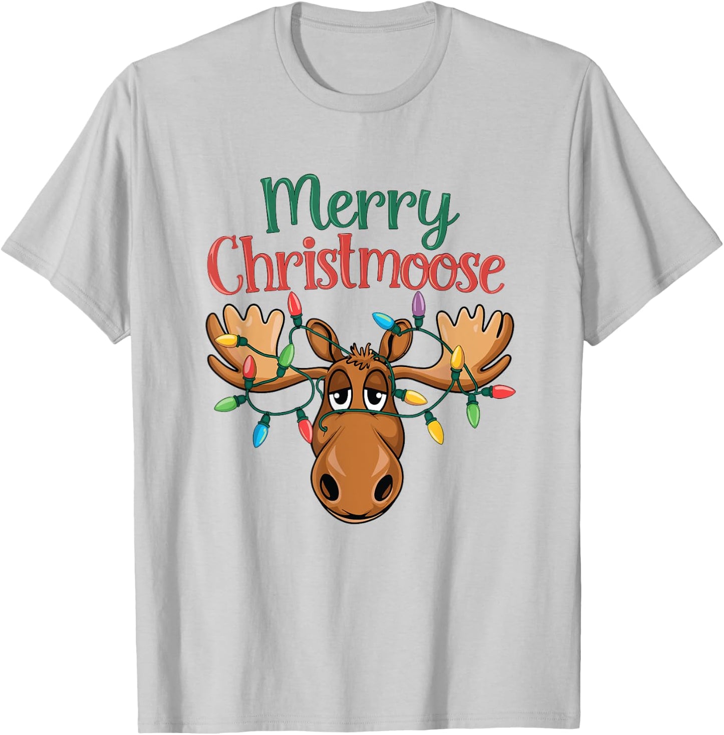 Christmas Moose Merry Christmoose Men Women T-Shirt - T-Shirt | Ash
