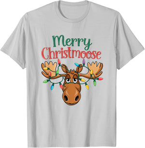 Christmas Moose Merry Christmoose Men Women T-Shirt - T-Shirt | Ash