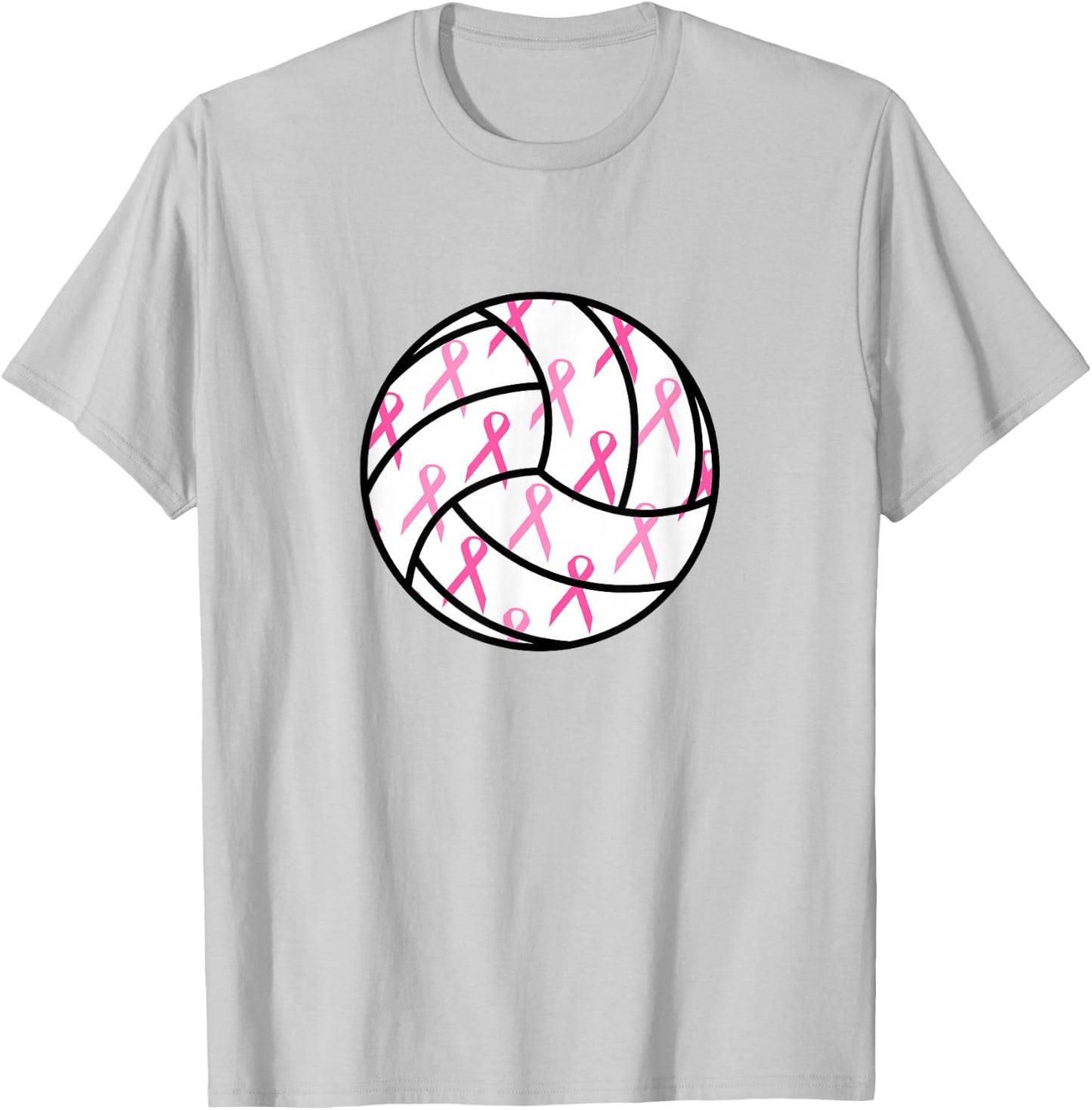 Volleyball Breast Cancer Awareness Pink Ribbon Teens Women T-Shirt - T-Shirt | Ash