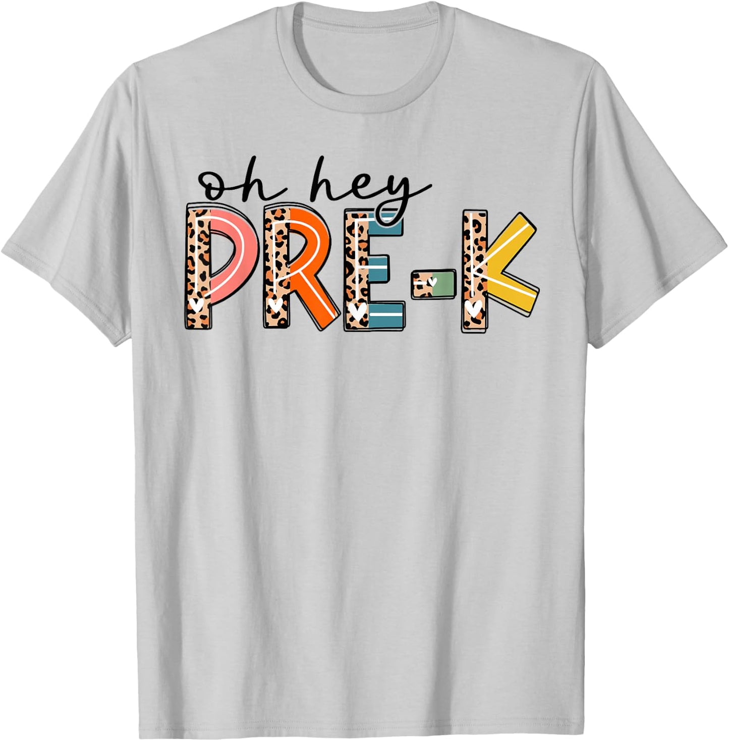 Back To School Oh Hey Pre-K Leopard Teachers Student T-Shirt - T-Shirt | Ash