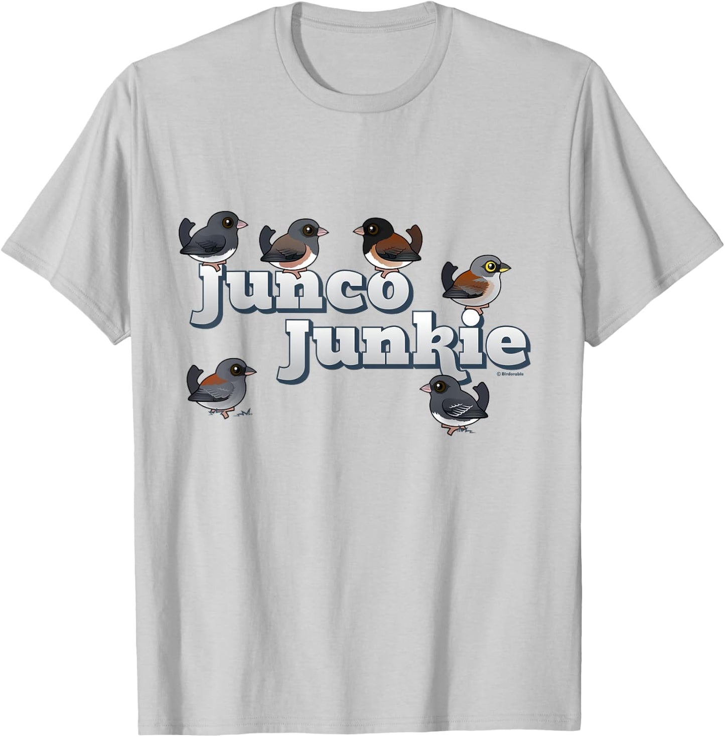 Cute Cartoon Junco Junkie Birdorable Birds Dark-eyed Juncos T-Shirt - T-Shirt | Ash