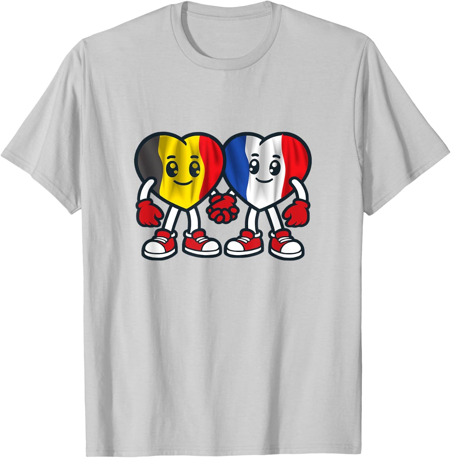 Hearts Of Friendship France And Belgium T-Shirt - T-Shirt | Ash