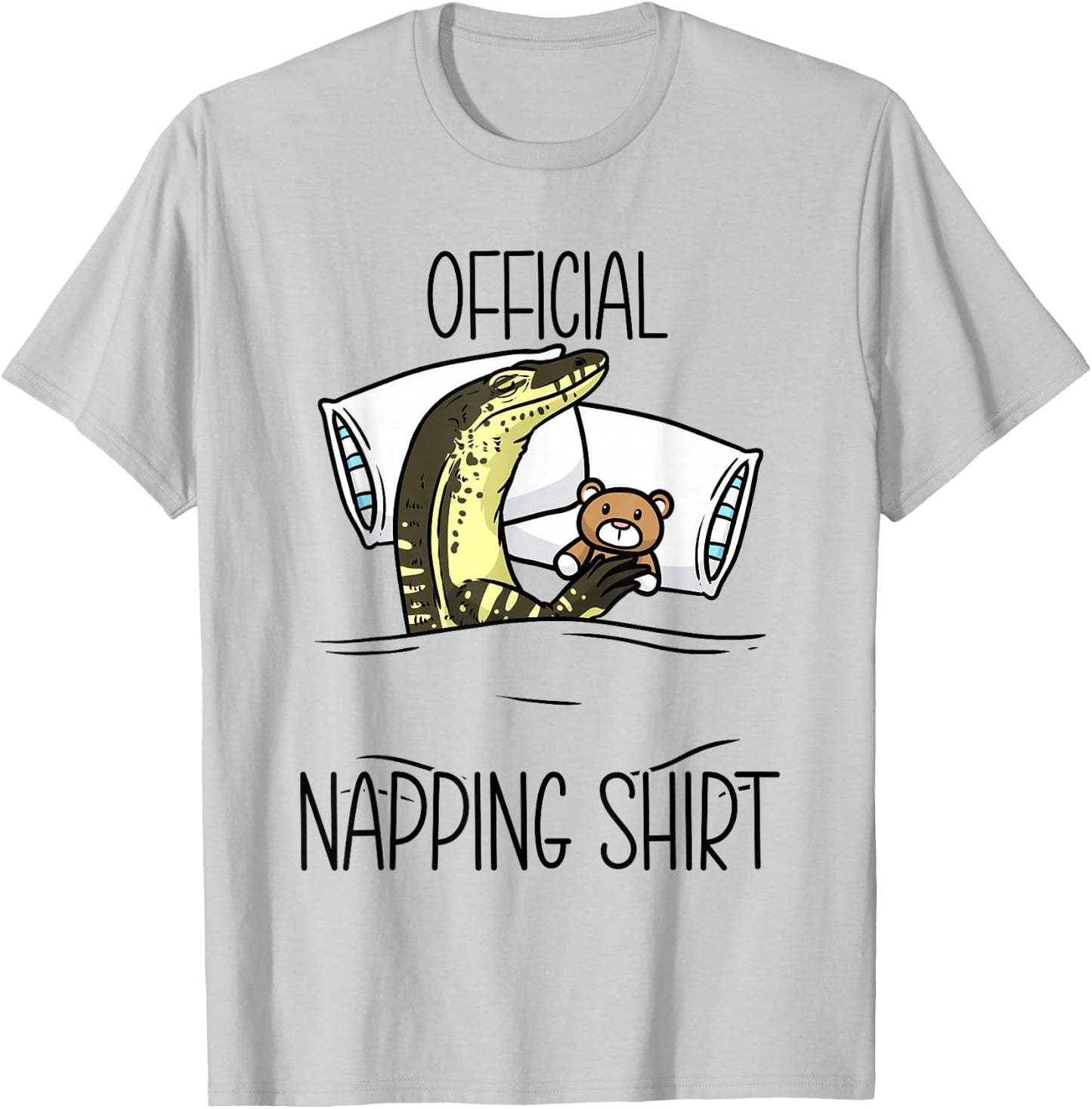 Sleeping Asian Water Monitor Lizard Reptile Napping T-Shirt - T-Shirt | Ash