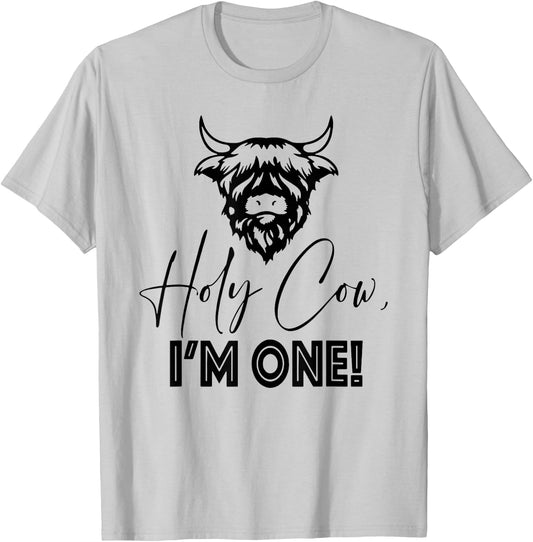 Holy Cow I'm One Birthday, 1st Birthday T-Shirt - T-Shirt | Ash