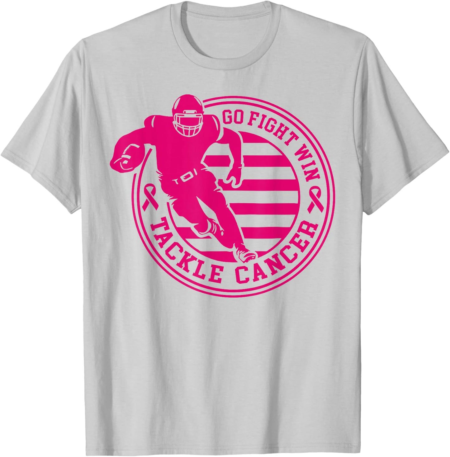 Tackle Breast Cancer Awareness Football Pink Ribbon Boys Kid T-Shirt - T-Shirt | Ash