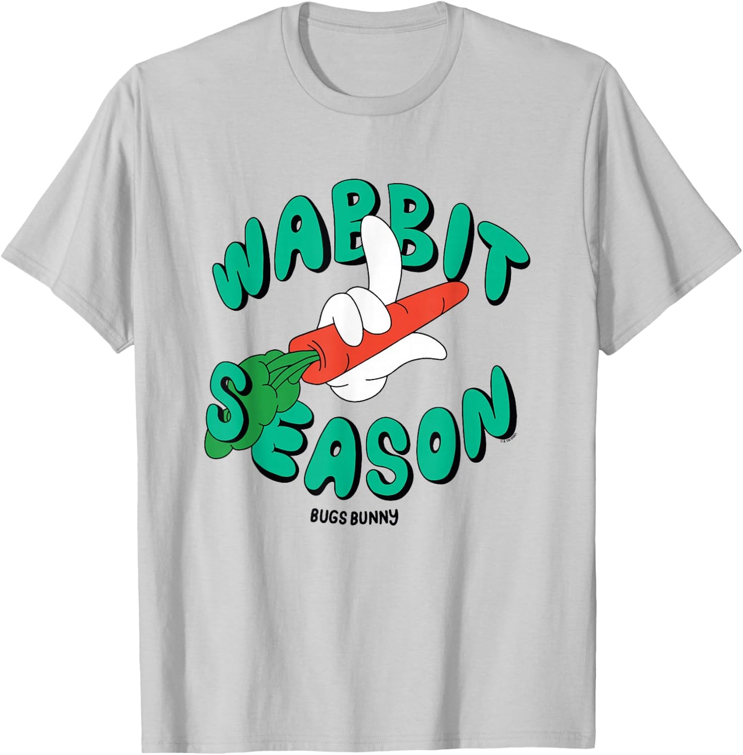 Looney Tunes Wabbit Season Bugs Bunny Carrot Logo T-Shirt - T-Shirt | Ash