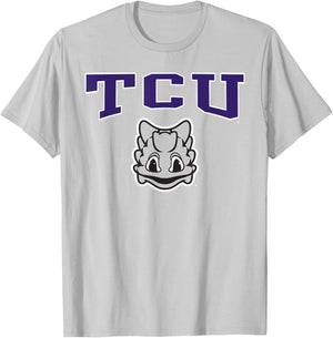 TCU Horned Frogs Mascot Arch Gray Officially Licensed T-Shirt - T-Shirt | Ash