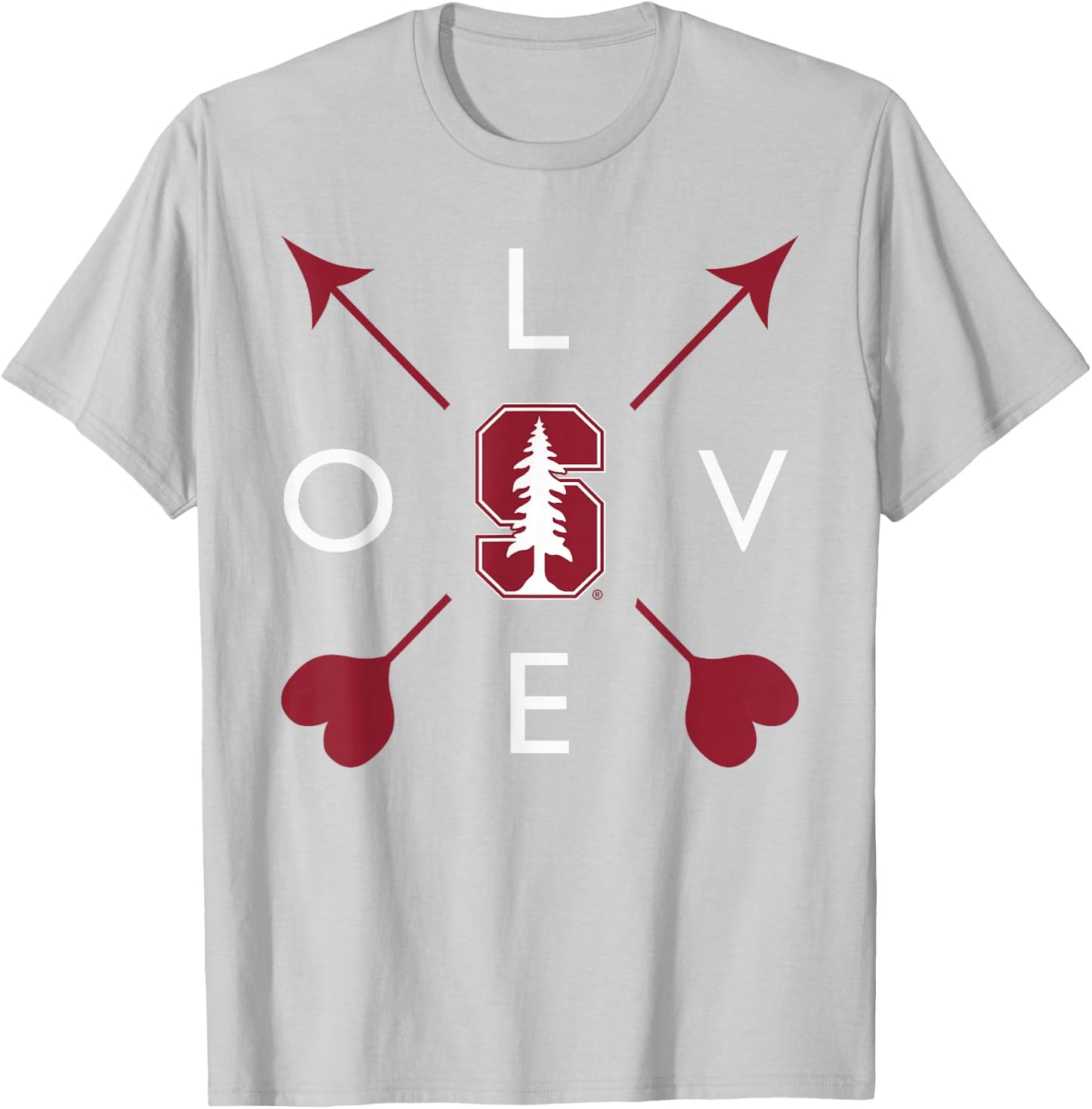 Stanford Cardinal Valentine Arrows Gray Officially Licensed T-Shirt - T-Shirt | Ash