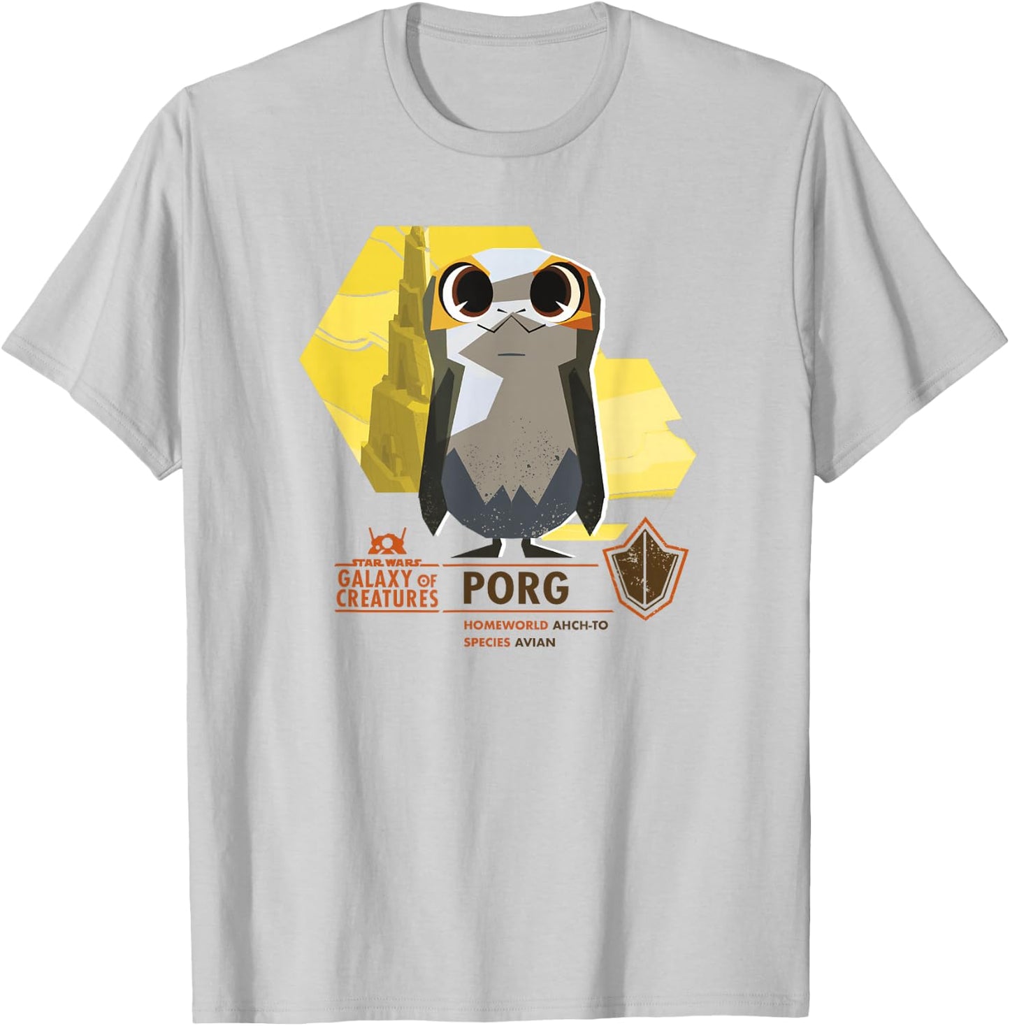 Star Wars Galaxy Of Creatures Porg Poster T-Shirt - T-Shirt | Ash