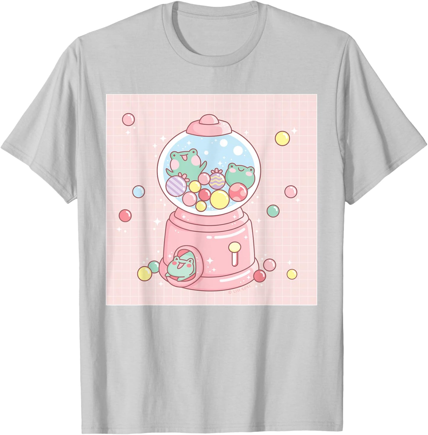 Cute Frog Gumball Machine Funny Kawaii Aesthetic T-Shirt - T-Shirt | Ash